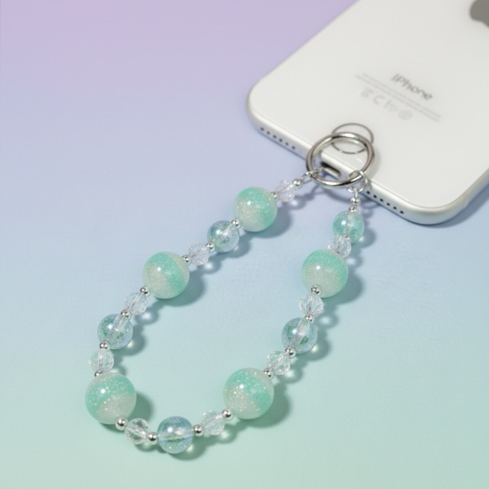 Handmade Elegant Green Beaded Phone Chain